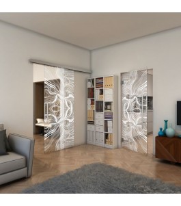 Pendeltür - Fineprint Model 010 Weiss auf Klarglas