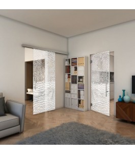 Pendeltür - Fineprint Model 015 Weiss auf Klarglas