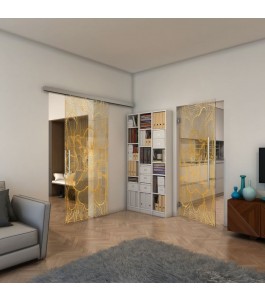 Pendeltür - Fineprint Model 020 Gold auf Klarglas