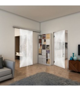 Pendeltür - Fineprint Model 025 Weiss auf Klarglas