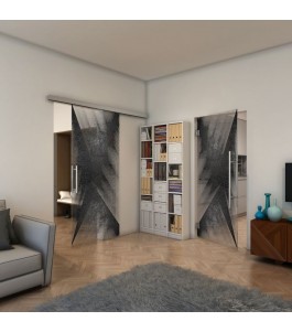 Pendeltür - Fineprint Model 026 Schwarz auf Klarglas
