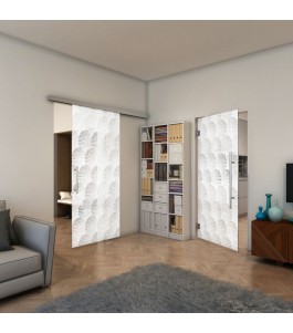 Pendeltür - Fineprint Model 029 Weiss auf Klarglas