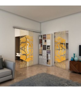 Pendeltür - Fineprint Model 031 Gold auf Klarglas