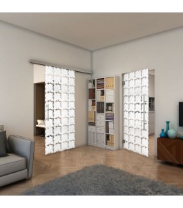 Pendeltür - Fineprint Model 033 Weiss auf Klarglas
