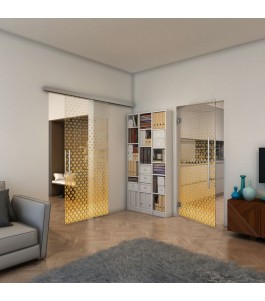 Pendeltür - Fineprint Model 038 Gold auf Klarglas