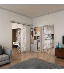 Pendeltür - Fineprint Model 039 Weiss auf Klarglas