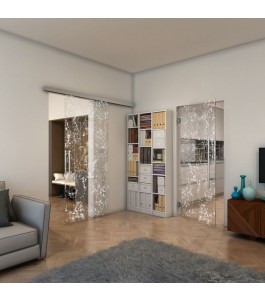 Pendeltür - Fineprint Model 054 Weiss auf Klarglas