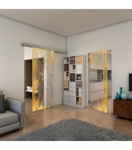 Pendeltür - Fineprint Model 061 Gold auf Klarglas