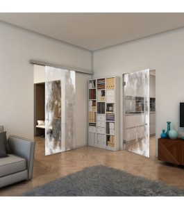 Pendeltür - Fineprint Model 061 Weiss auf Klarglas
