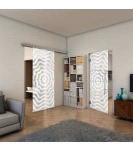 Pendeltür - Fineprint Model 064 Weiss auf Klarglas