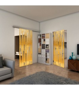 Pendeltür - Fineprint Model 067 Gold auf Klarglas