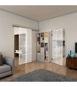 Pendeltür - Fineprint Model 069 Weiss auf Klarglas