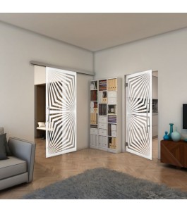 Pendeltür - Fineprint Model 070 Weiss auf Klarglas