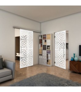 Pendeltür - Fineprint Model 071 Weiss auf Klarglas