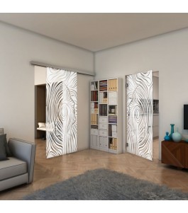 Pendeltür - Fineprint Model 074 Weiss auf Klarglas