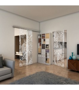 Pendeltür - Fineprint Model 083 Weiss auf Klarglas