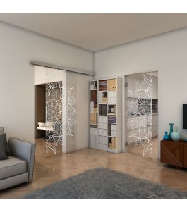 Pendeltür - Fineprint Model 088 Weiss auf Klarglas