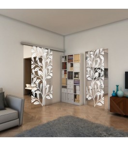 Pendeltür - Fineprint Model 099 Weiss auf Klarglas