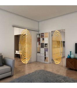 Pendeltür - Fineprint Model 109 Gold auf Klarglas