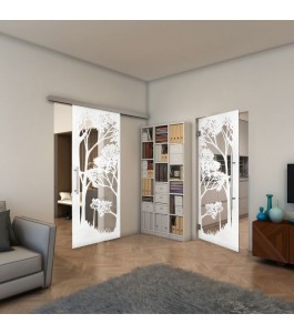 Pendeltür - Fineprint Model 110 Weiss auf Klarglas