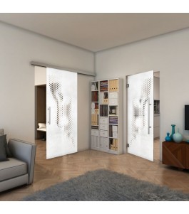 Pendeltür - Fineprint Model 120 Weiss auf Klarglas