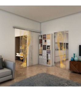Pendeltür - Fineprint Model 123 Gold auf Klarglas