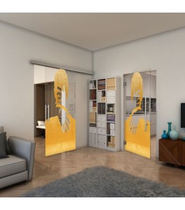 Pendeltür - Fineprint Model 124 Gold auf Klarglas