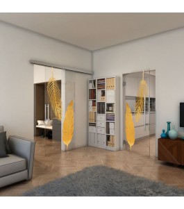 Pendeltür - Fineprint Model 129 Gold auf Klarglas