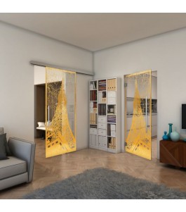 Pendeltür - Fineprint Model 132 Gold auf Klarglas