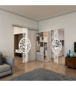 Pendeltür - Fineprint Model 151 Weiss auf Klarglas