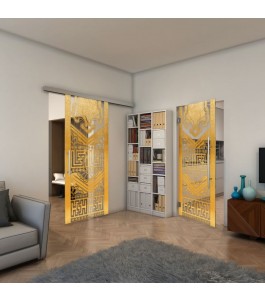 Pendeltür - Fineprint Model 156 Gold auf Klarglas