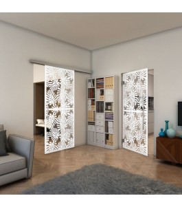 Pendeltür - Fineprint Model 158 Weiss auf Klarglas