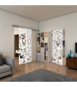 Pendeltür - Fineprint Model 170 Weiss auf Klarglas