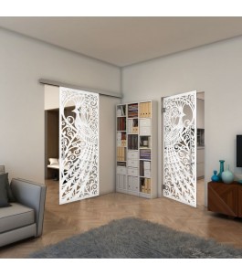 Pendeltür - Fineprint Model 172 Weiss auf Klarglas