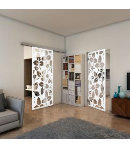 Pendeltür - Fineprint Model 175 Weiss auf Klarglas