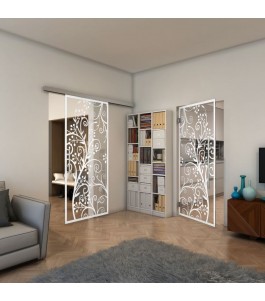 Pendeltür - Fineprint Model 204 Weiss auf Klarglas