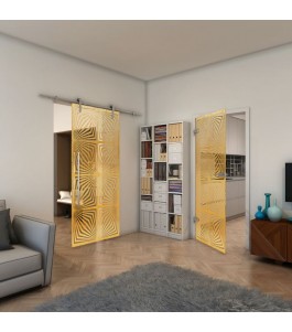 Ganzglastür - Fineprint Model 069 Gold auf Klarglas