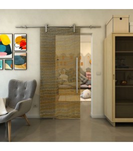 Glasschiebetür PIPE-LINE - Fineprint Model 046 Gold auf Grauglas