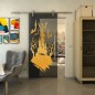 Glasschiebetür PIPE-LINE - Fineprint Modell 114 Gold auf Grauglas