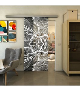 Glasschiebetür SLIM-LINE - Fineprint Model 010 Weiss auf Grauglas