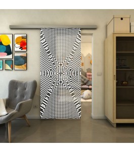Glasschiebetür SLIM-LINE - Fineprint Model 011 Weiss auf Grauglas