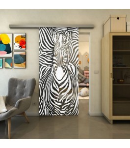 Glasschiebetür SLIM-LINE - Fineprint Model 023 Weiss auf Grauglas