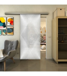Glasschiebetür SLIM-LINE - Fineprint Model 025 Weiss auf Grauglas