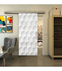 Glasschiebetür SLIM-LINE - Fineprint Model 029 Weiss auf Grauglas