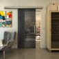 Glasschiebetür SLIM-LINE - Fineprint Modell 030 Schwarz auf Grauglas Glasschiebetür SLIM-LINE - Fineprint Modell 030 Schwarz auf Grauglas