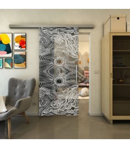 Glasschiebetür SLIM-LINE - Fineprint Model 030 Weiss auf Grauglas