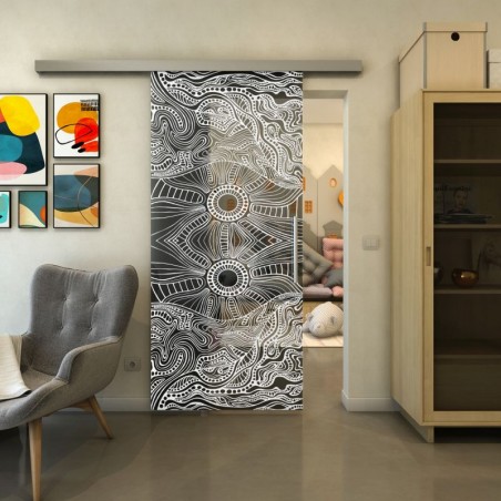 Glasschiebetür SLIM-LINE - Fineprint Model 030 Weiss auf Grauglas