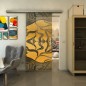 Glasschiebetür SLIM-LINE - Fineprint Modell 031 Gold auf Grauglas Glasschiebetür SLIM-LINE - Fineprint Modell 031 Gold auf Grauglas