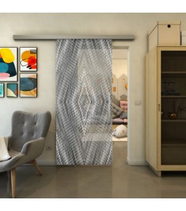 Glasschiebetür SLIM-LINE - Fineprint Model 034 Weiss auf Grauglas