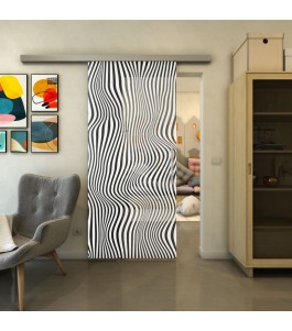 Glasschiebetür SLIM-LINE - Fineprint Model 041 Weiss auf Grauglas